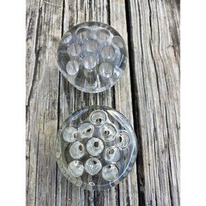 2 Small‎ Vintage Glass Flower Frogs 11 Holes 3 inch Floral